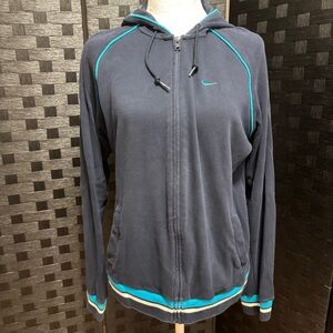 Nike Full Zip Hoodie Womens Sz XL Navy Athletic Cotton Blend Athleisure Casual